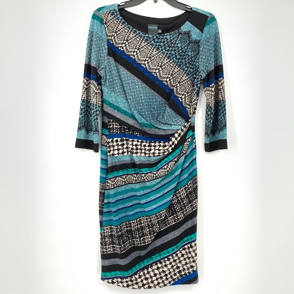 Gabby Skye Print Mash-Up Sheath Dress , Sz 8